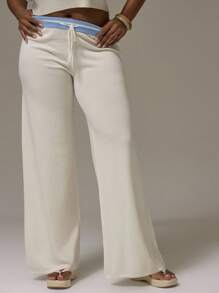 MUSERA Gestreifte Hose mit Kordelzug an der Taille, weites Bein, lässig, nur für Urlaub, Feiertage, süß, Urlaub, romantisch, Sommer, Flughafen, Kurven, Winter, Herbst, Abendparty, elegant, Weihnachten