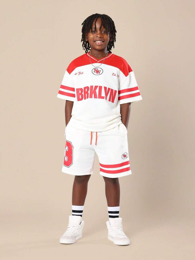 Retro Varsity Baseball Tee Shorts Co-Ord Set