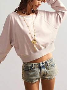 Bohemela Boho Solid Color Knit Crew Neck Loose Fit Long Sleeve Sweatshirt For Women, Autumn/Winter Back To School Top - Apricot - View 6