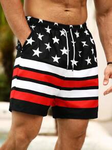 Surfspeed Men's Striped Beach Shorts, Versatile New Lightweight Design - Black - View 1