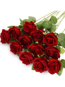 1/5/10/12PCS Wine Red Home Decoration Artificial Roses Table Decoration Bedroom Decoration Flowers Valentine's Day Bouquets Wedding Decorations Bride's Hand Bouquets Wrist Flowers Corsage Materials Home Restaurant Bedroom Vase Decoration Bouquets DIY Birthday Party Cake Materials Valentine's Day New Year Gift Materials Shooting Props Vase Decoration New Year Decoration Outdoor Garden Decoration - Burgundy - View 7