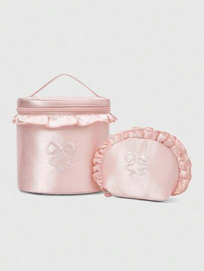 Kawaii Butterfly Embroidery Pattern 84225 Cosmetic Bag, Cute Portable Carry Wash Bag, Clothing & Accessory Storage Pouch, Shell Shaped Coin Purse, Travel Gift