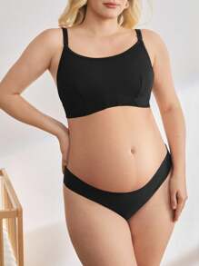 Plus Size Women Solid Color Ribbed Maternity Nursing Bra