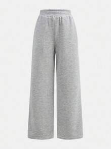 Girlism Teen Girls Light Grey Extra Long Sweatpants With Pockets For Casual Everyday Comfort Wide Leg Sweatpants Grey Sweatpants Flared Sweatpants Loose Sweatpants Comfy Pants Fall Winter