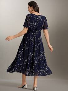 Flouryn Women's Plus Size Elegant Chiffon Printed A-Line Dress Vacation Spring Dress Summer Women Outfit Elegant Formal Women Dresses Easter Women Dress Tea Party Outfit
