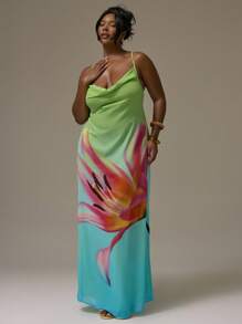 MUSERA Đầm maxi dài xếp ly, dây mảnh, in hoa, thích hợp cho mùa xuân hè, kỳ nghỉ, lễ tốt nghiệp, gợi cảm, dễ thương, thanh lịch, đi biển, dự tiệc, đám cưới. - Màu xanh lam - Xem 1