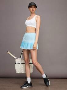 Activina Activina High Waist Pleated Contrast Color Stripe Sports Skirt Shorts