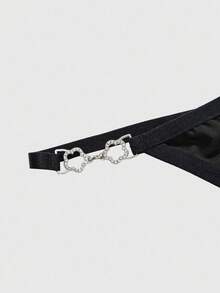 ROMWE Quần lọt khe họa tiết hoa Gothic cỡ lớn có khóa kim loại - màu đen - Xem 3