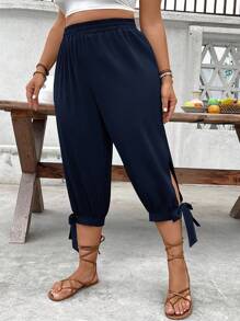 EMERY ROSE Plus Size High-Waist Drawstring 7/8 Pants, Spring/Summer