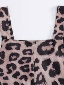 SHEIN 1 件 Tween Girl 时尚豹纹连体裤，不含 T 恤 - 棕色 - 查看 8