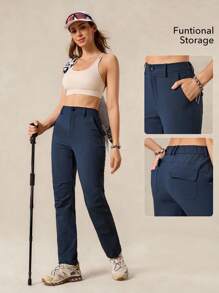 OutZeal 女士户外裤 露营徒步 防水弹力修身带口袋 - 藍色 - 查看 2