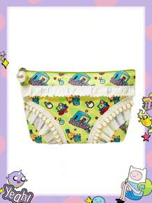 Adventure Time X ROMWE White Cartoon Print Makeup Bag, Compact & Portable Cosmetic Storage Pouch - Multicolor - View 3