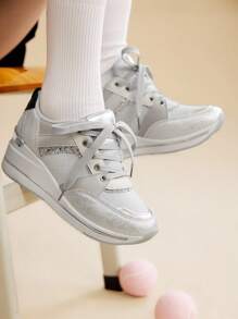 CUCCOO EASI 女士新款秋季低帮滑板运动鞋，百搭运动休闲白色硫化鞋 - 淺灰色 - 查看 2