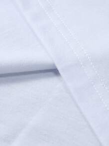Manfinity Homme Men Solid Color Button Plain Half-Placket Short Sleeve Casual T-Shirt For Summer, For Going Out, For Friends - White - View 7
