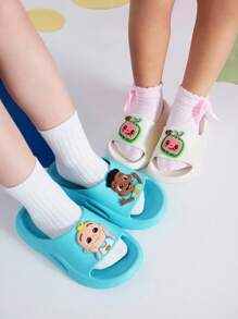 CoComelon X SHEIN 可爱 3D 卡通蓝色男童儿童拖鞋，EVA 材质轻质防滑脚趾保护，适合幼儿和儿童在室内、淋浴或海滩使用 - 藍色 - 查看 8