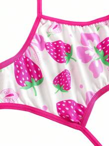 Notgurli 女士草莓印花镂空腰圆领性感睡袍 - 粉色 - 查看 7