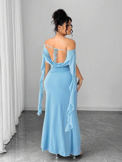 Elenzga Plus Size One Shoulder Bodycon Dress With Draped Design, Elegant And Charming Bridal Wedding Bride To Be