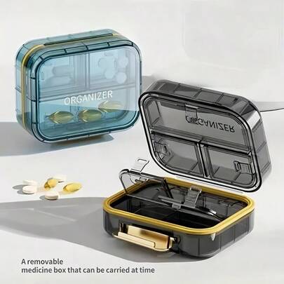 1 件 7 隔层便携式防光防潮旅行药丸收纳盒小型药品收纳盒适用于家庭办公室旅行露营药房必需品整理