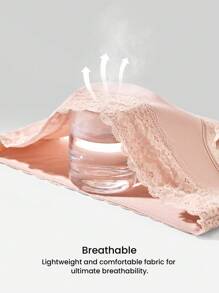 LUVLETTE 3-Pack Lace Trim Cotton Mid-Rise Basic Cheeky Women Underwear Panties Set- Floral Print Lace Trim