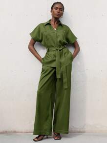 Aveloria Modichic 2pcs Casual Lace-Up Waist Tie Suit