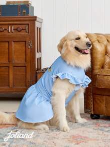 PETSIN 1 pieza Vestido azul vaquero de manga corta universal para mascotas (gatos y perros) de talla pequeña - Multicolor - Ver 3