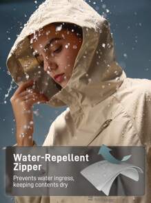 In My Nature Áo khoác ngoài trời mùa thu ngắn có mũ trùm đầu dành cho nữ của Nature Hike, Áo khoác chạy bộ ấm áp để đi bộ đường dài - Màu be - Xem 2