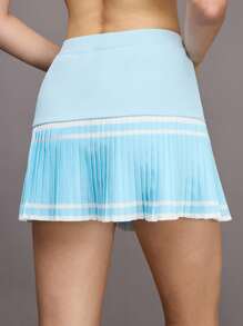 Activina Activina High Waist Pleated Contrast Color Stripe Sports Skirt Shorts