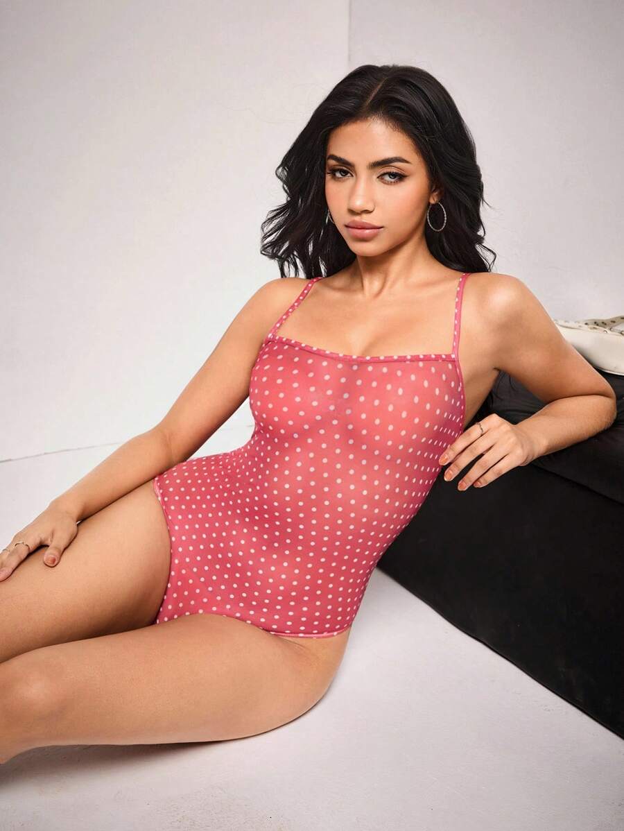 Bộ đồ liền thân chấm bi đỏ thời trang gợi cảm dành cho nữ khi đi chơi - Đỏ - Xem 1