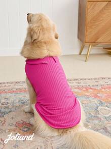 PETSIN 1pc Rose Red Knitted High-Quality Breathable Polo Shirt For Pets (Dogs And Cats) - Hot Pink - View 3