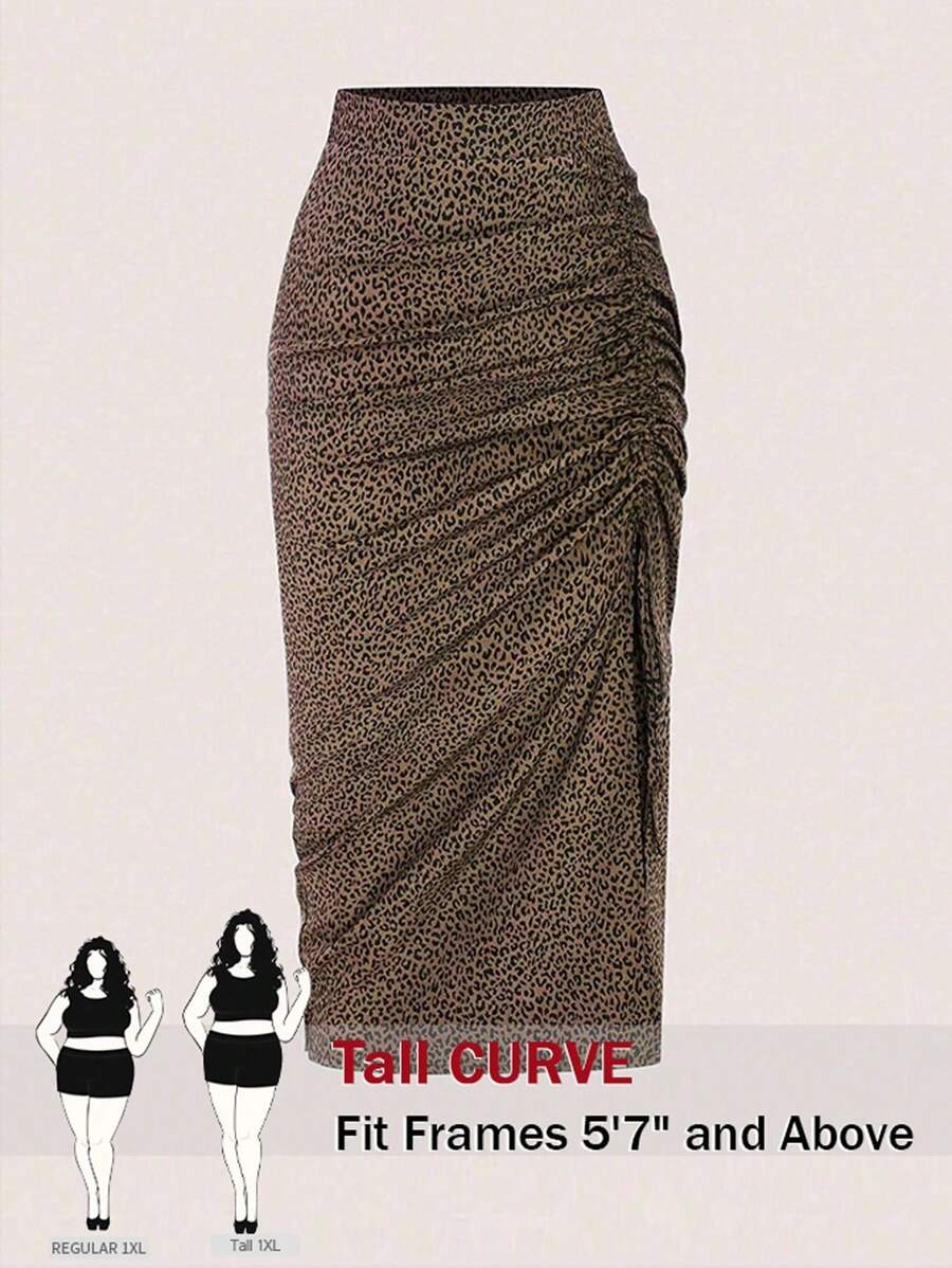 SHEIN Tall Gonna asimmetrica casual plissettata monocromatica, di taglia comoda, adatta per le vacanze