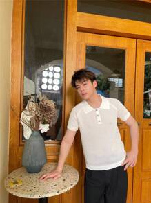 SHEIN Teen Boys' Casual Polo T-Shirt, Sports Streetwear Punk Rock College Style, Suitable For Everyday, Parties, Music Festivals, Spring/Summer