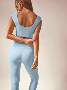 Aralina 女式纯色褶饰短款上衣和紧身裤套装