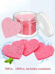 10/30/50/100 件压缩天然纤维素面部海绵套装专业化妆清洁去角质海绵用于面部护理面膜旅行和家庭卸妆 - 西瓜粉 - 查看 4