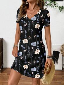 Breezaya 女式夏季度假蕾丝拼布扎染印花无袖连衣裙