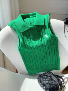 Comfortcana 女士休闲针织无袖上衣，绿色 - 綠色 - 查看 4