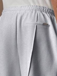 AKNOTIC 男士白色针织休闲宽松松紧腰直筒短裤，适合夏季度假日常搭配聚会情侣男士礼物 - 淺灰色 - 查看 4