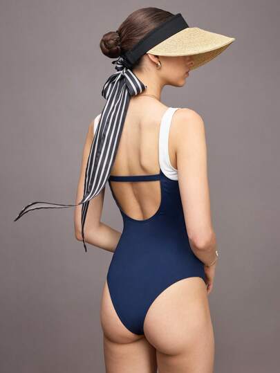 Activina 女式撞色金属装饰吊带背心连体裤