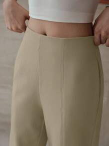 MOTF PREMIUM 斜口袋压褶裤 - 卡其色 - 查看 6