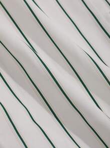 DAZY Vertical Stripe Batwing Sleeve Shirt - White - View 7