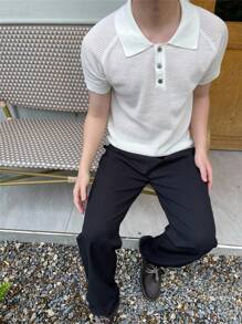 SHEIN Teen Boys' Casual Polo T-Shirt, Sports Streetwear Punk Rock College Style, Suitable For Everyday, Parties, Music Festivals, Spring/Summer