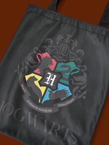 HARRY POTTER X SHEIN 女士休闲百搭可爱手提包，带徽章印花，便携又方便 - 彩色 - 查看 5