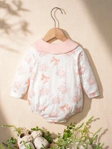 Souflis Souflis 1pc Baby/Baby Girl Cute Butterfly Print Lapel Long Sleeve Romper