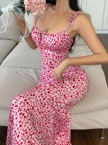 Women's Ditsy Floral Tie-Front Bodycon Dress