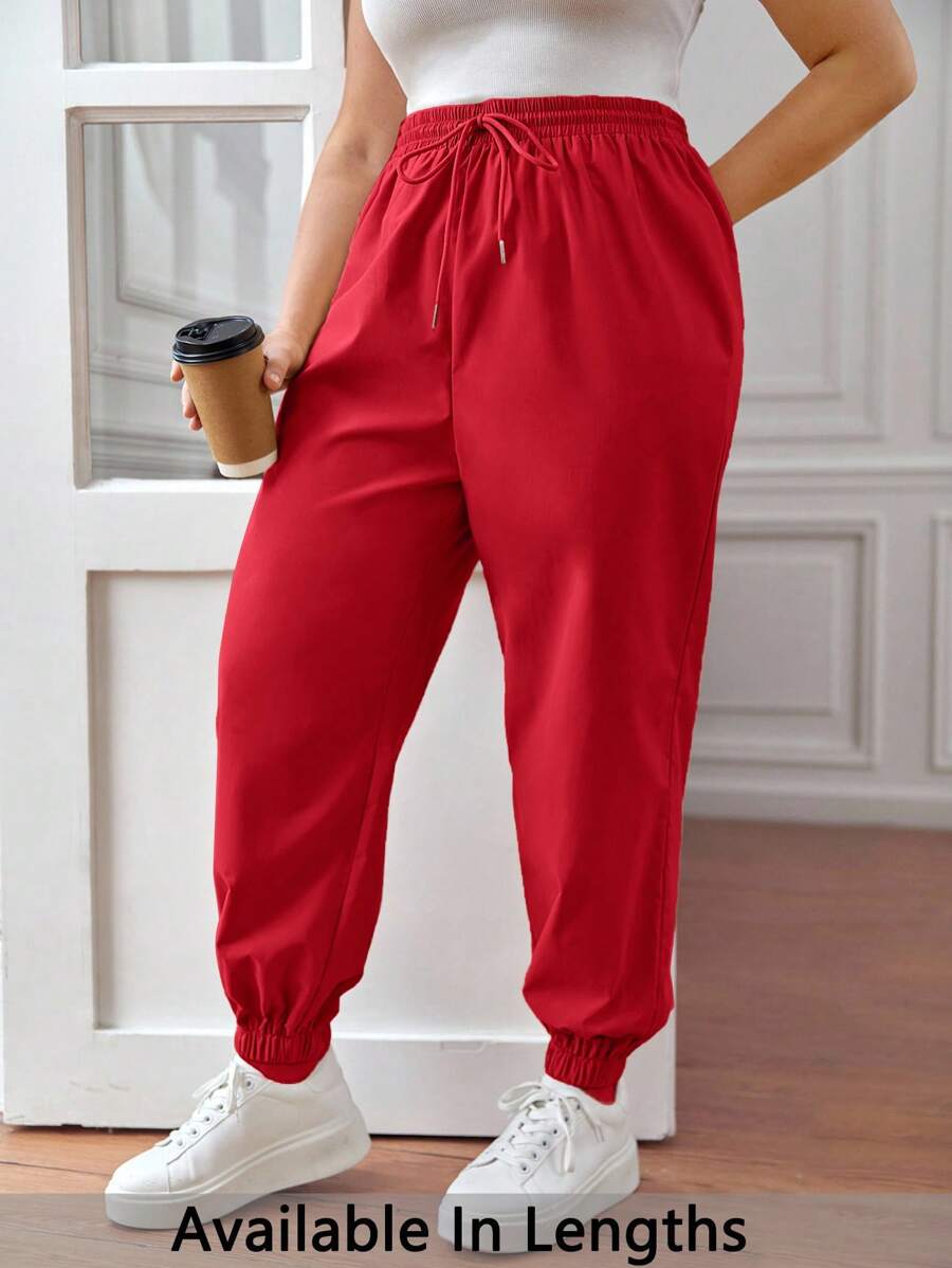 SHEIN PETITE CURVE 加大码抽绳腰裤，慢跑裤，宽松版型