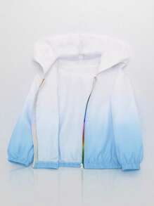 Giacca leggera e casual con protezione solare, con cerniera frontale e sfumatura di colori, adatta per ragazze, per uso quotidiano estivo