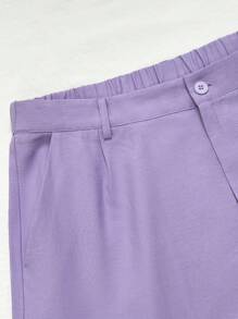NostaNoir Women's Plus Size Solid Color Long Sleeve Single-Breasted Shirt And Wide Leg Pants Casual 2-Piece Set Fall Cloth For Women - Mauve Purple - View 6