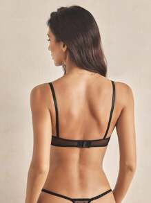 Charlaine Sujetador lencero sexy con encaje floral y aros - Negro - Ver 2