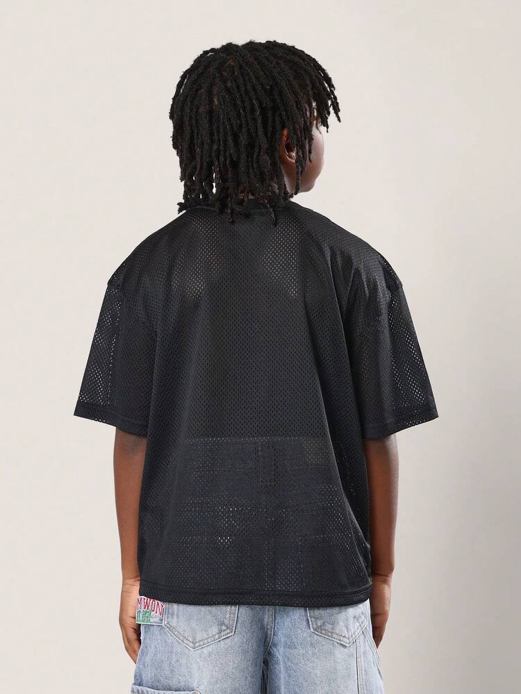 Mesh Training T Shirt With Brand Logo Text