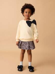 Maija Kids Maija Kids Young Girl Sequin Bow Decor Round Neck Sweatshirt,In Fall/Winter - White - View 3