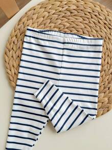 6pcs Baby Boy Snug Fit Cartoon Dinosaur & Striped Pattern Soft & Comfy Pajama Set Graphic - Blue and White - View 5